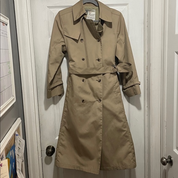 VINTAGE London Fog Beige Double-Breasted Trench Coat Ladies Petite small/4/6 - Picture 3 of 11